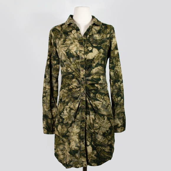 Anthropologie Dresses & Skirts - Anthropologie Pilcro Ruched Corduroy Floral Camo Dress